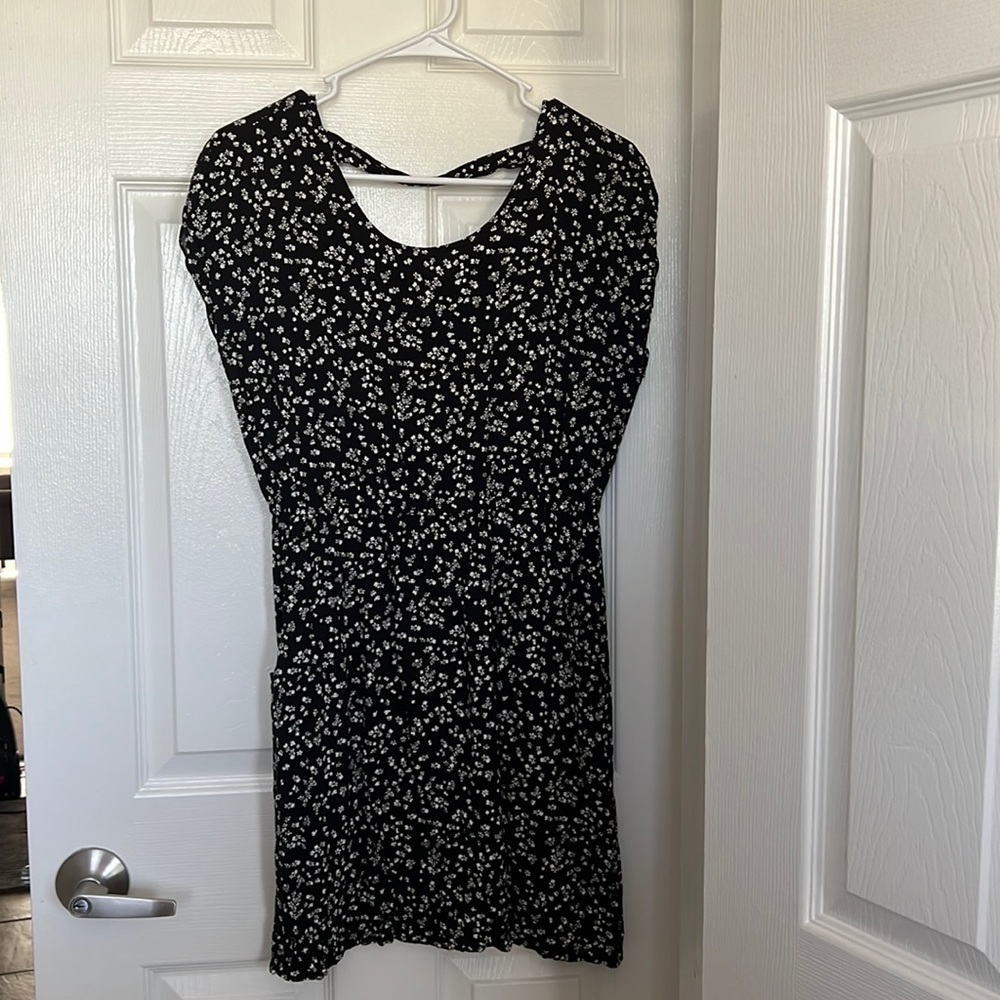 Black dress with small white flowers